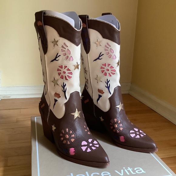 Dolce Vita Lassie Western Leather Boot Espresso SZ 9.5 - Picture 1 of 16